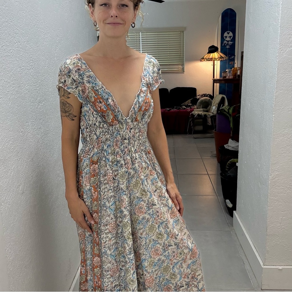Floral V-Neck Wide Leg Jumpsuit from India